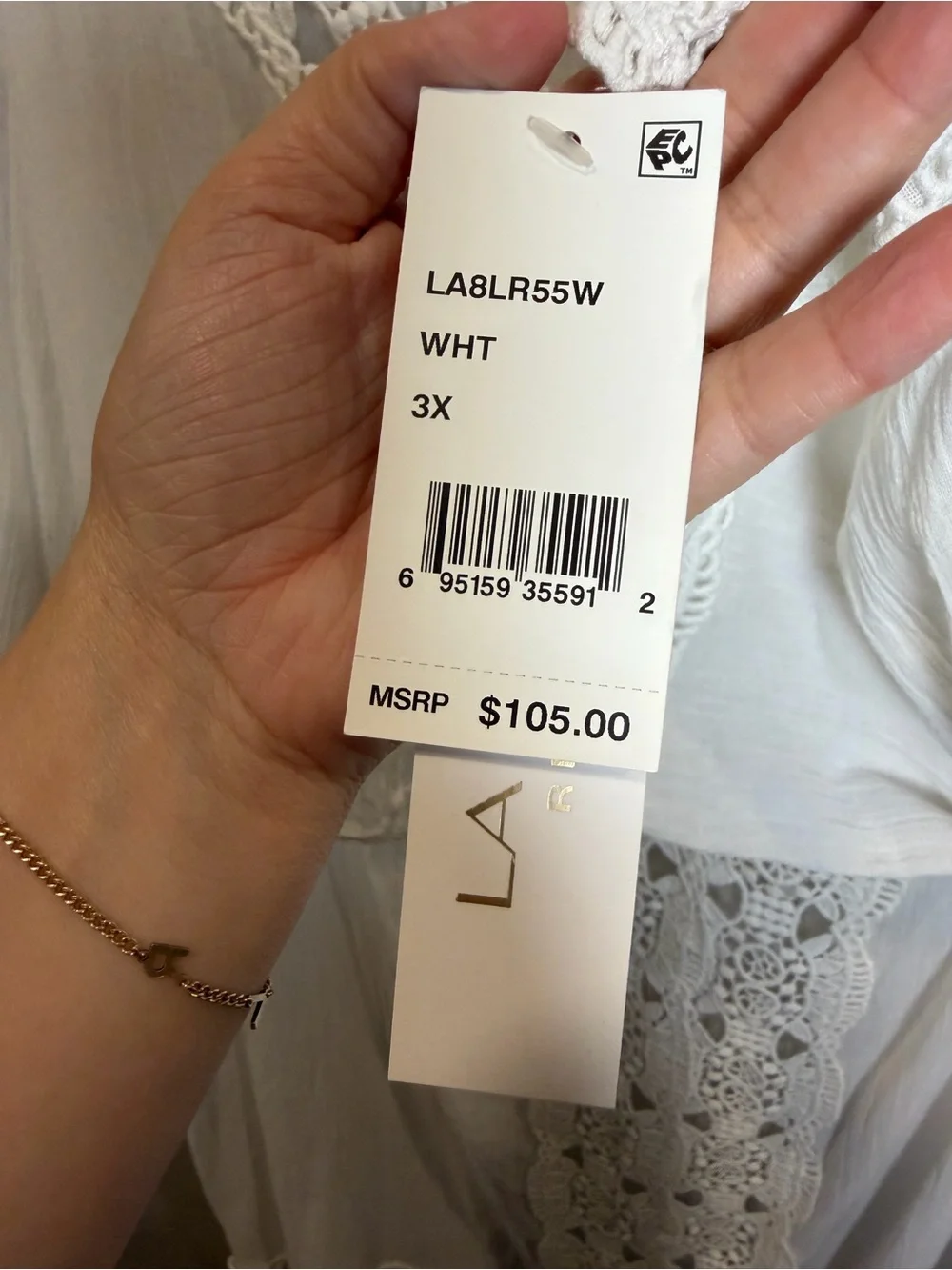 NWT La Blanca White Crochet-Trim V-Neck Swim Coverup